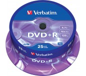 DVD-R VERBATIM 16X 4.7GB ШПИНДЕЛ 25 БР