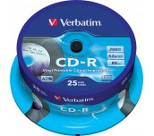 CD-R VERBATIM 700MB 52X PRINTABLE ШПИНДЕЛ 25 БР